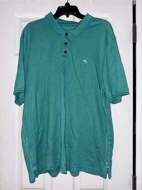 Tommy‎ Bahama Teal Short-Sleeve Polo with Embroidered Logo XXL